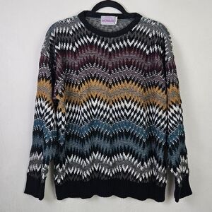 Vintage Monsuri Colorful Knit Sweater Size XL Coogi Style
